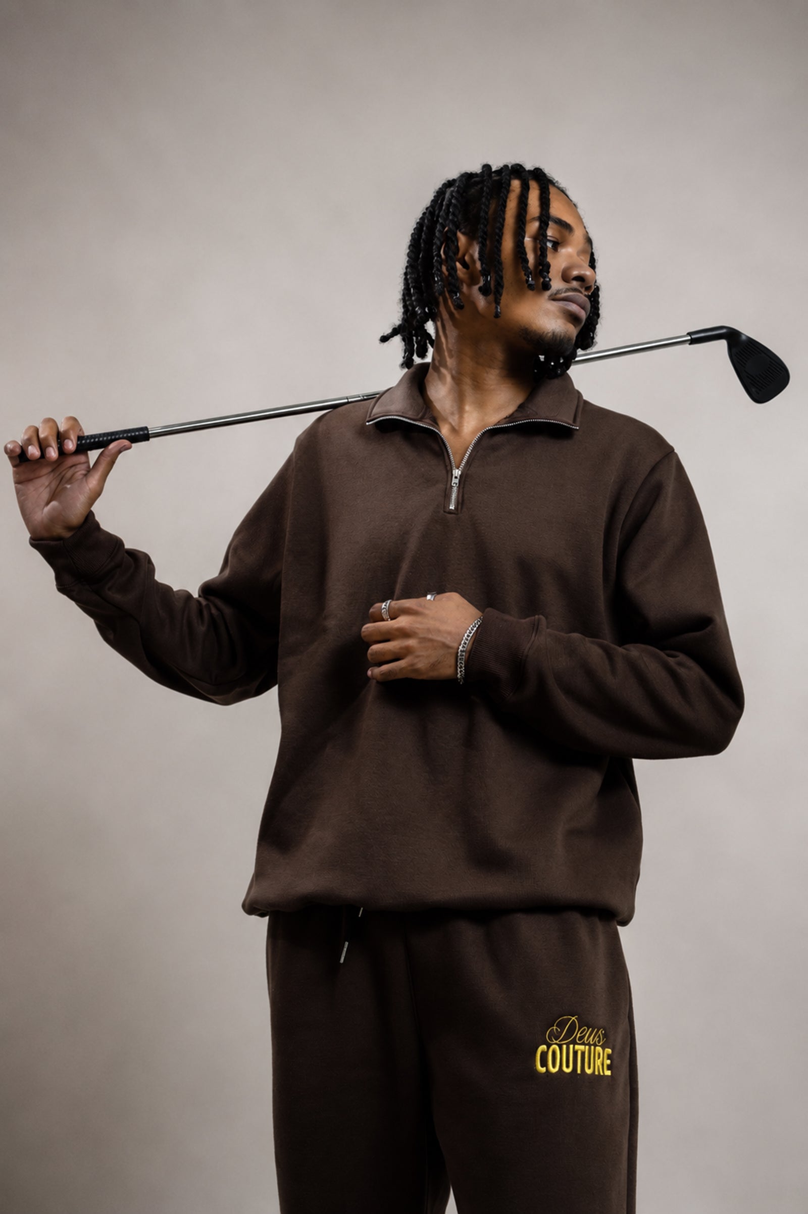 Athlete Club Quarter Zip in Chocolate Brown