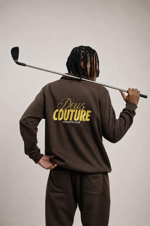 Athlete Club Quarter Zip in Chocolate Brown